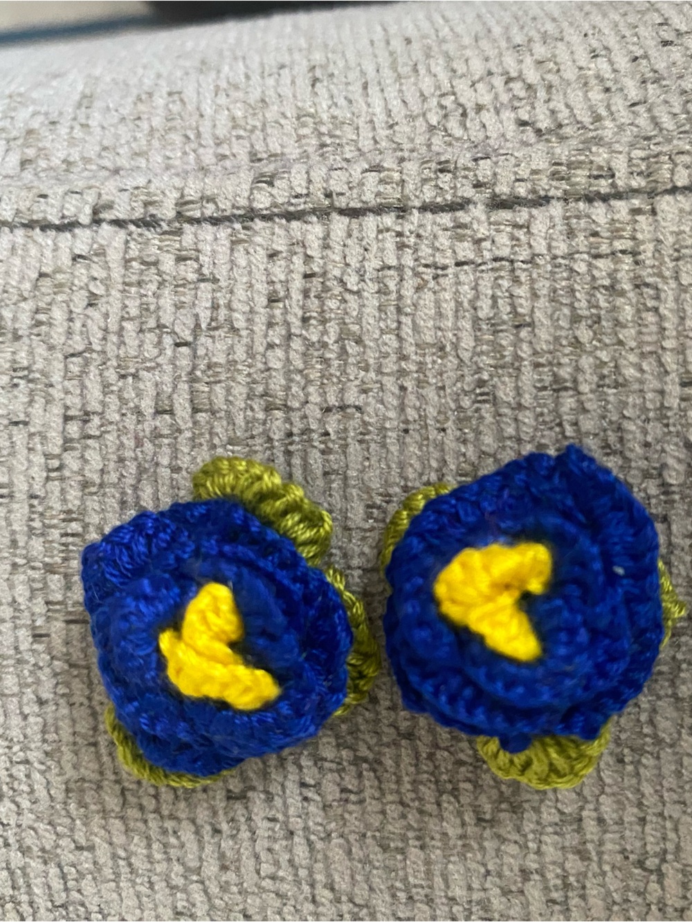 Handmade Blue & Yellow Crochet Flower Earrings